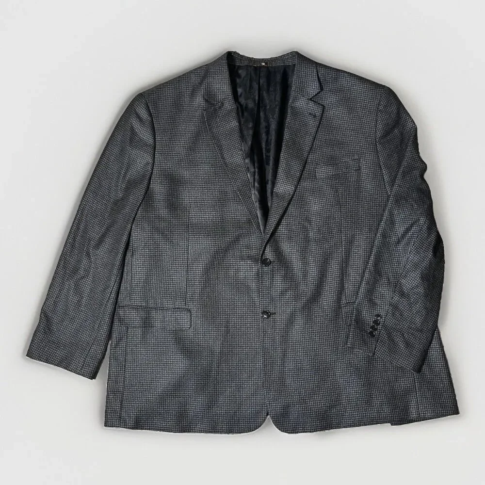 Oak Hill Blazer 4XL 58/60 Black Grey Micro Houndstooth Two Button Sport Coat